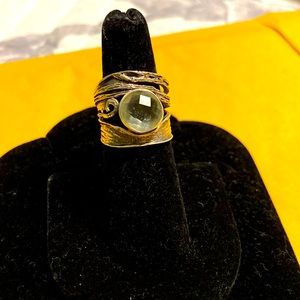 Sterling silver/light green stone…size 6 3/4